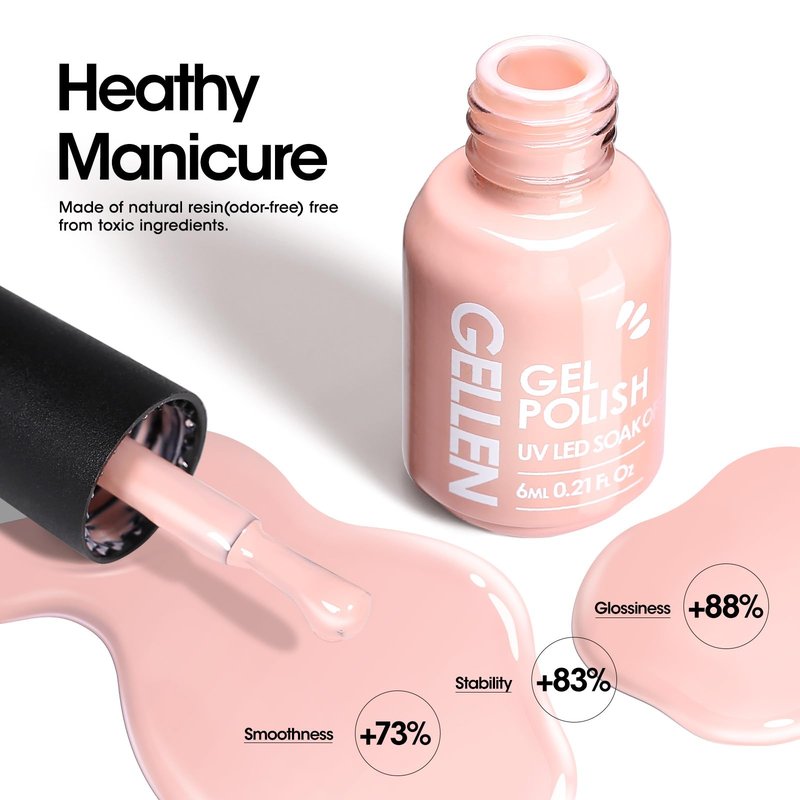 Gellen Gel Nail Polish Kit with U V LED Light 72W Nail Dryer, Fall Winter Red Burgundy Nude Pink Gel Polish Kit 12 Colors, No Wipe Top Base Coat, Nail Art Decorations, Manicure Tools