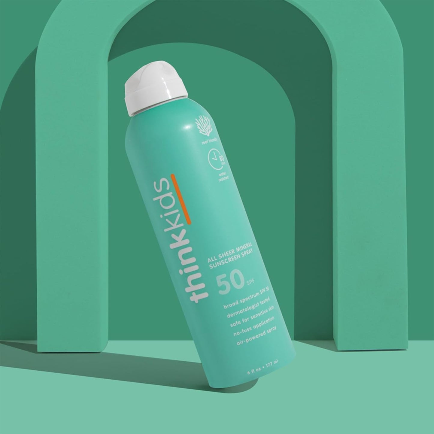 Thinksport Kids Sunscreen Spray - SPF 50 Mineral Protection | Water-Resistant, 6 Fl Oz, Natural Zinc Oxide