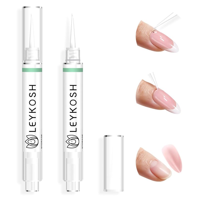 LEYKOSH Nail Glue Remover for Press on Nails, 2025 Upgraded 2 In 1 Stick & Remover Pen Design, Not for Gel Polish Base Coat, Quick Gentle Removal Fake Nail Tips Press Ons, 2pcs*5ml