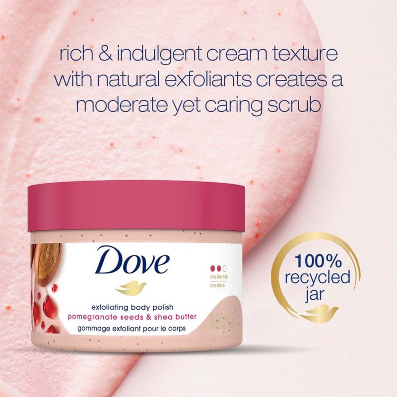 Dove Body Scrub - Pomegranate & Shea Butter for Silky Soft Skin | 10.5 oz Exfoliating Nourishment