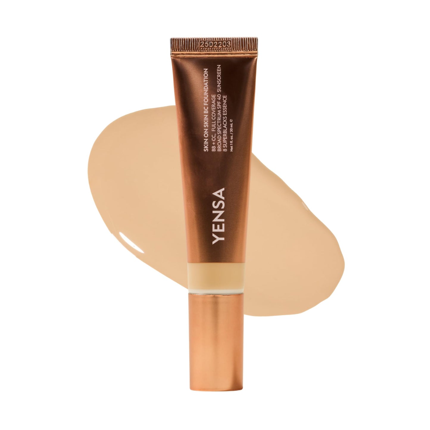 YENSA BC Foundation - Full Coverage Foundation, CC & BB Cream In One with SPF 40 - Enriched With Hyaluronic Acid & Peptides to Hydrate & Firm Skin - Korean Skin Care Makeup - Light Warm (1 oz)
