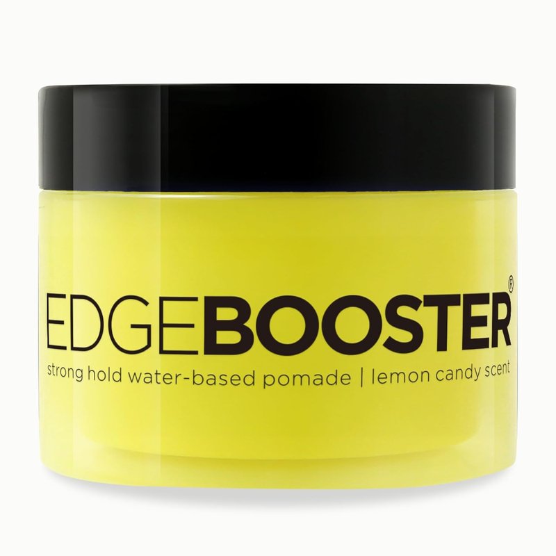 Edge Booster Strong Hold Pomade - Water-Based Formula with Argan Oil for Moisture & Shine | Lemon Candy, 3.38 oz