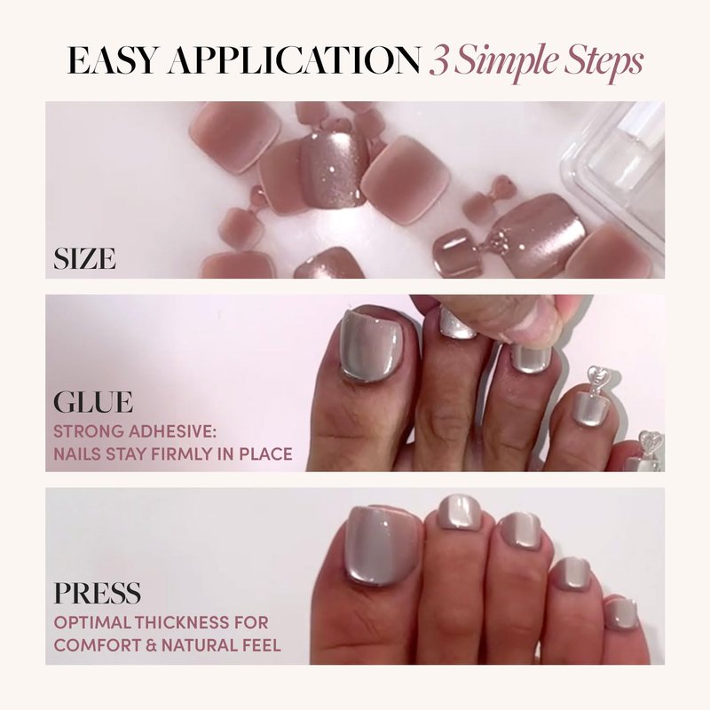 Glamnetic Press On Toenails - MaDamn | Classic White French Tip Glossy Fake Toe Nails | 32-Piece Kit with 16 Sizes & Glue