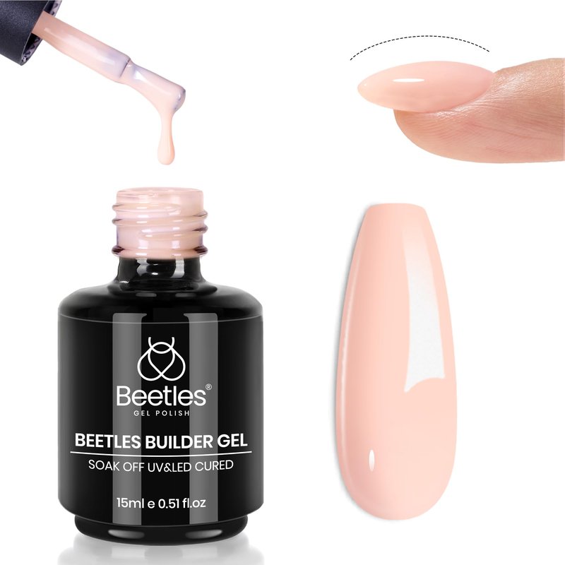 Beetles Builder Gel for Nails,0.5 oz 8 in 1 Nail Thickening Strengthening Building Apex for Beginner DIY Salon at Home,Nude Builder Nail Gel,UV & LED Lamp Cured Needed