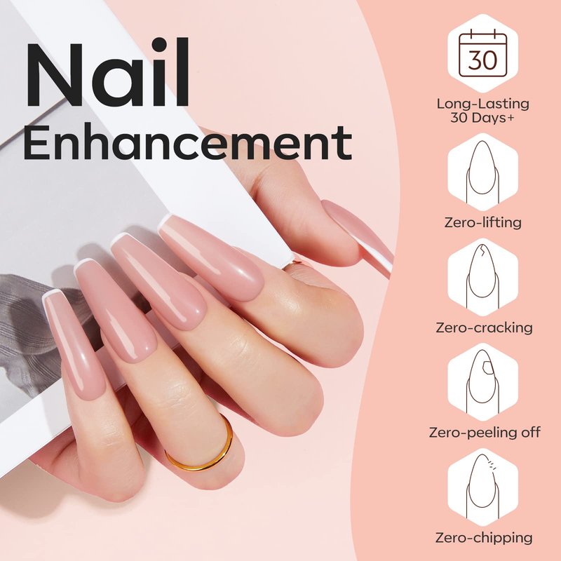 modelones Builder Gel for Nails, 6 Colors Gel Builder Nail Kit 8-in-One, Fall Maple Pink Nude Nail Polish Apex Building Strengthener Extension LED Nail Lamp Cured Color Base