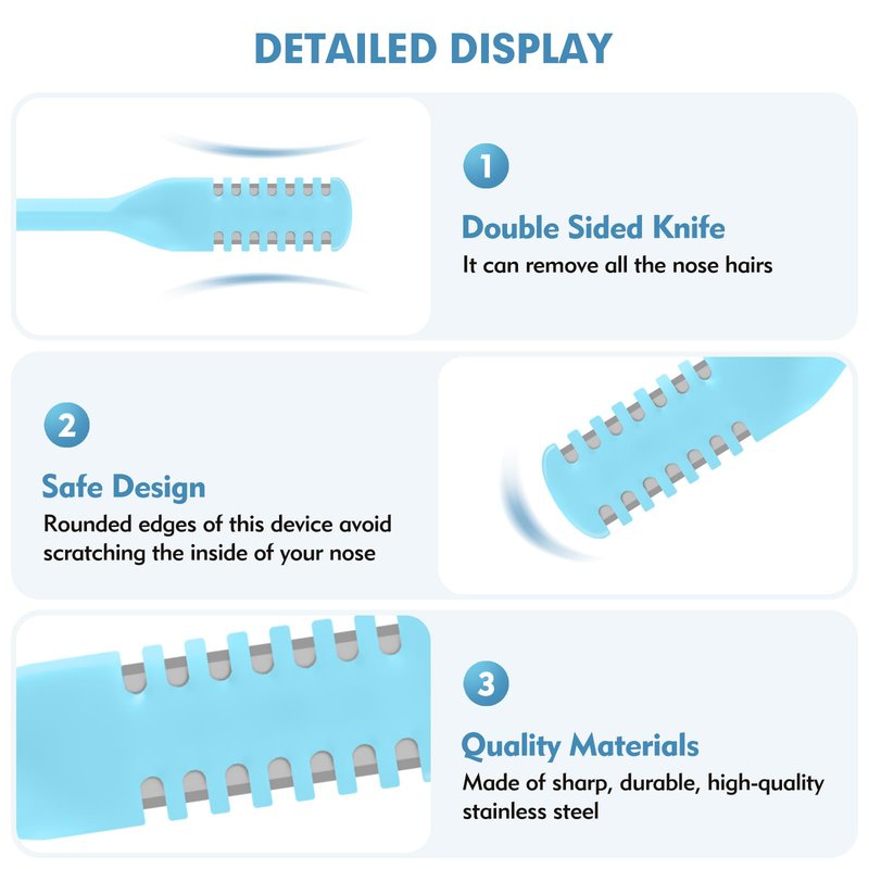 CNDNO 5Pcs 2-in-1 Nasal Hair Cutter, Double Sided Nose Hair Cutter, Portable 360° Rotating Manual Nose Hair Trimmer for Men and Women, Colorful