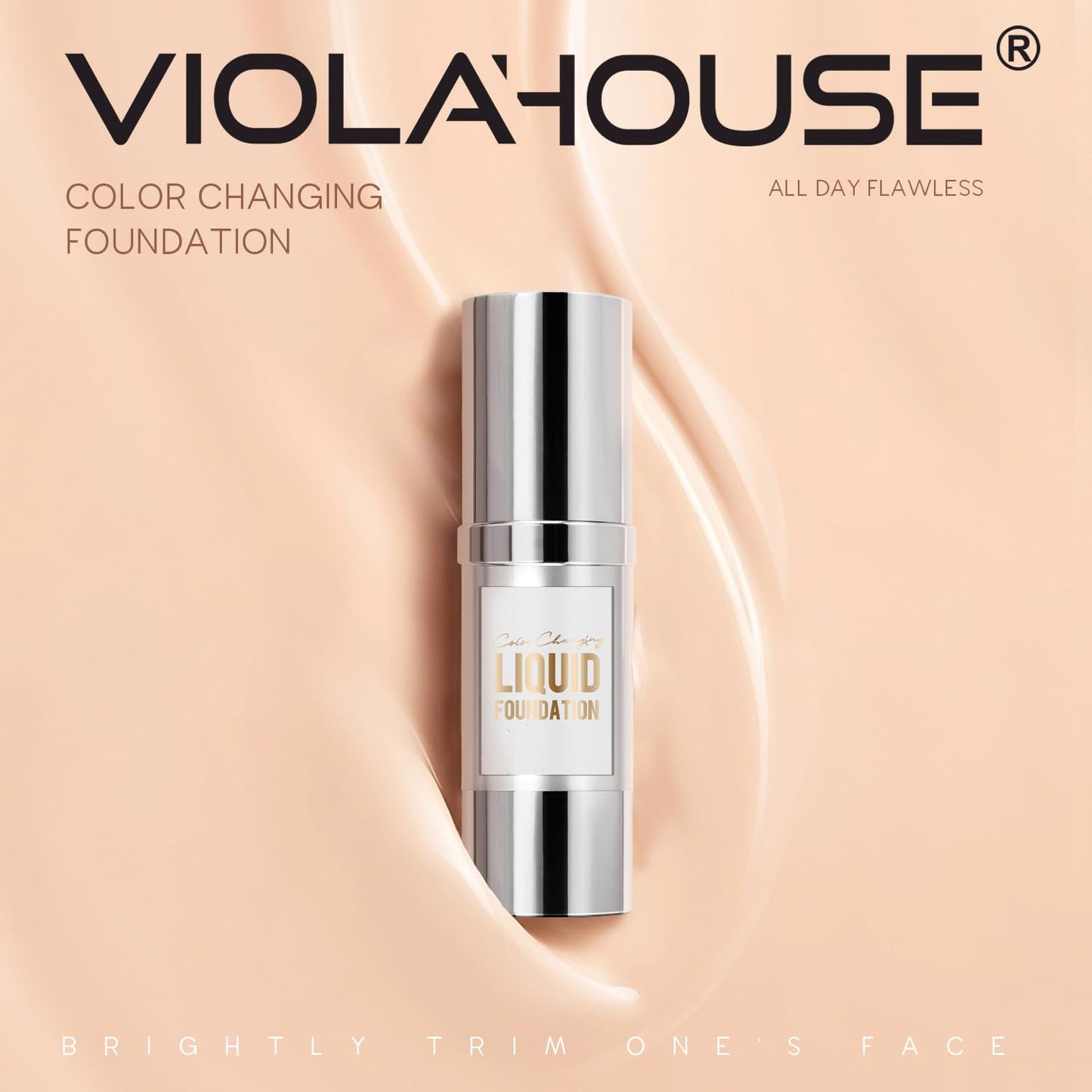 Viola House Color Changing Foundation - Lightweight Liquid Makeup for Flawless Finish | 1.0 Fl Oz (Medium Skin)