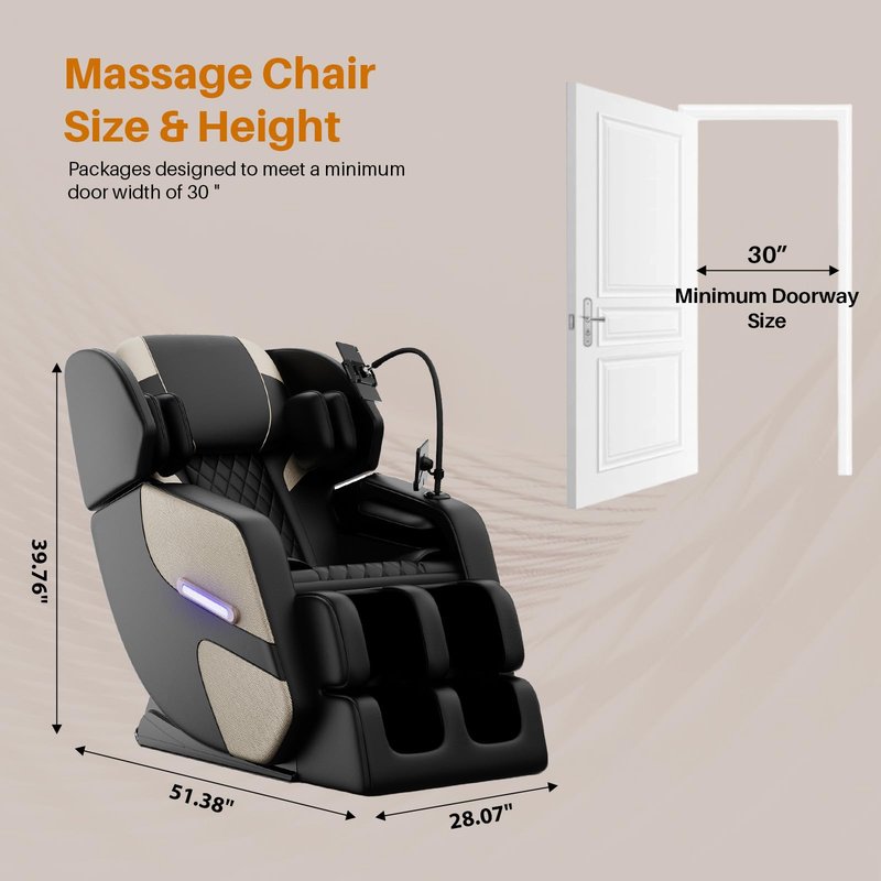 ficsmate Massage Chair Full Body, Zero Gravity Recliner Massage Chair with Back Heat, 6 Fixed Rollers, Foot Massage, Airbags, Bluetooth, Ambient Light for Home and Office