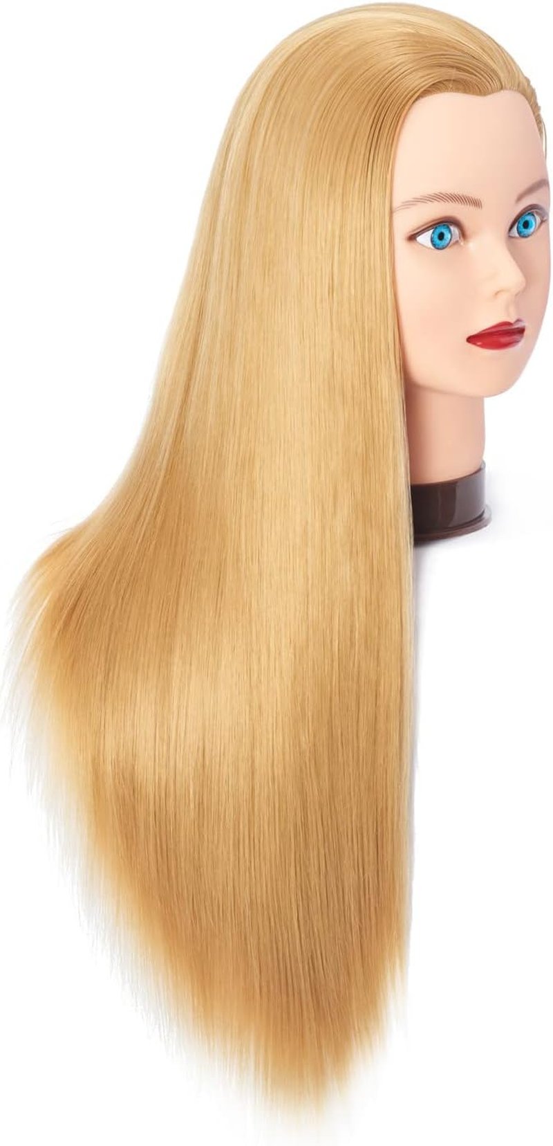 Hairingrid Mannequin Head - 26"-28" Hair Styling Training Doll with Synthetic Fiber Hair & Free Clamp Holder
