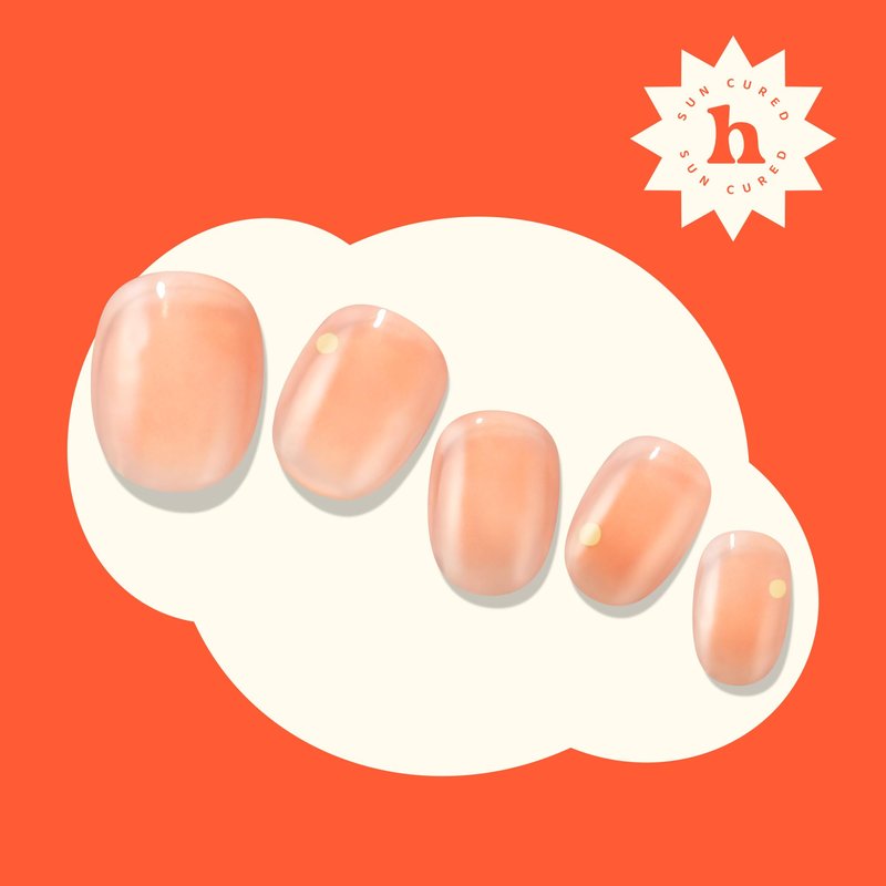 Heyhae Semi Cured Gel Nail Strips | No LED Lamp Needed | Summer, Solid, Orange | Easy Apply & Remove, Salon Quality | Includes 28 Strips, 1 Prep Pads, Nail File & Wooden stick - Hey, Apricot Syrup