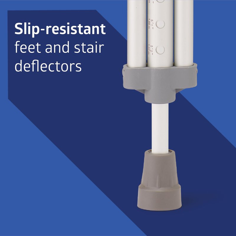 Medline Aluminum Crutches for Kids, Adults & Seniors, Walking Aid, 300 LB Weight Capacity,1 Pair, Fitting 5'2" - 5'10"