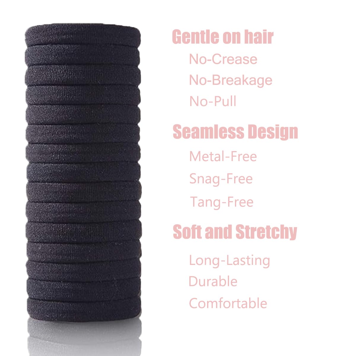 Thick Seamless Hair Ties - 20pcs Heavy-Duty Elastics for Curly & Long Hair | No Damage, No Tangle, Perfect for Updos & Braids