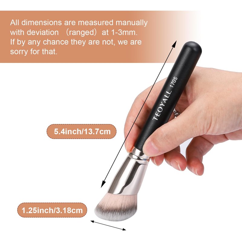 Angled Foundation Contour Brush - Synthetic Kabuki Brush for Blending & Buffing | Ideal for Liquid, Cream & Powder Makeup