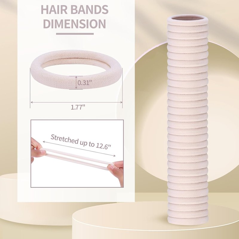Seamless Elastic Hair Ties - 150 Pcs No Damage Ponytail Holders for Thick & Thin Hair | Soft Beige Bands