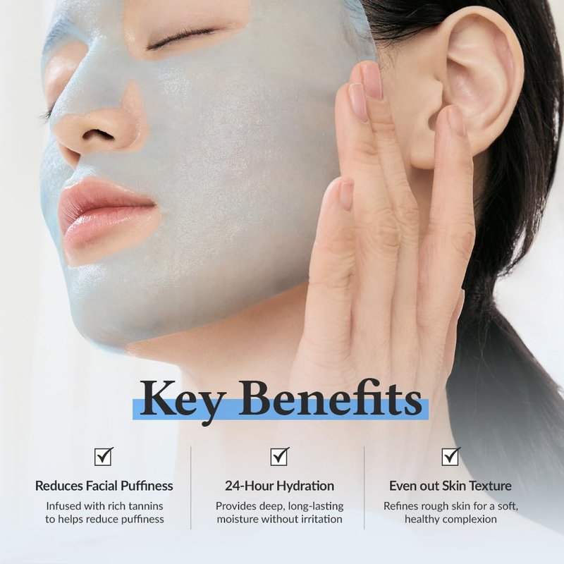 Aqua Blue Hydration Mask - Reduce Puffiness & Boost Hydration | Vegan Korean Sheet Mask (Pack of 4)