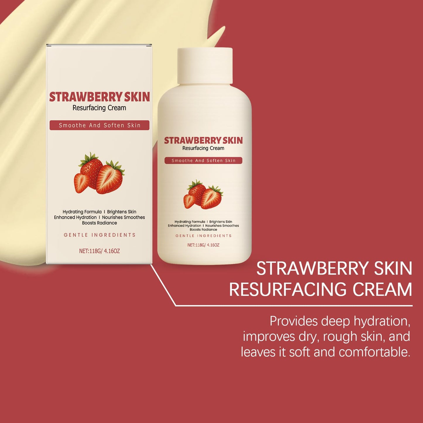 XIHAOYOO Strawberry Skin Moisturizing Cream, Legs Resurfacing Cream, Helps Reduce Chicken Skin, Body Care Cream