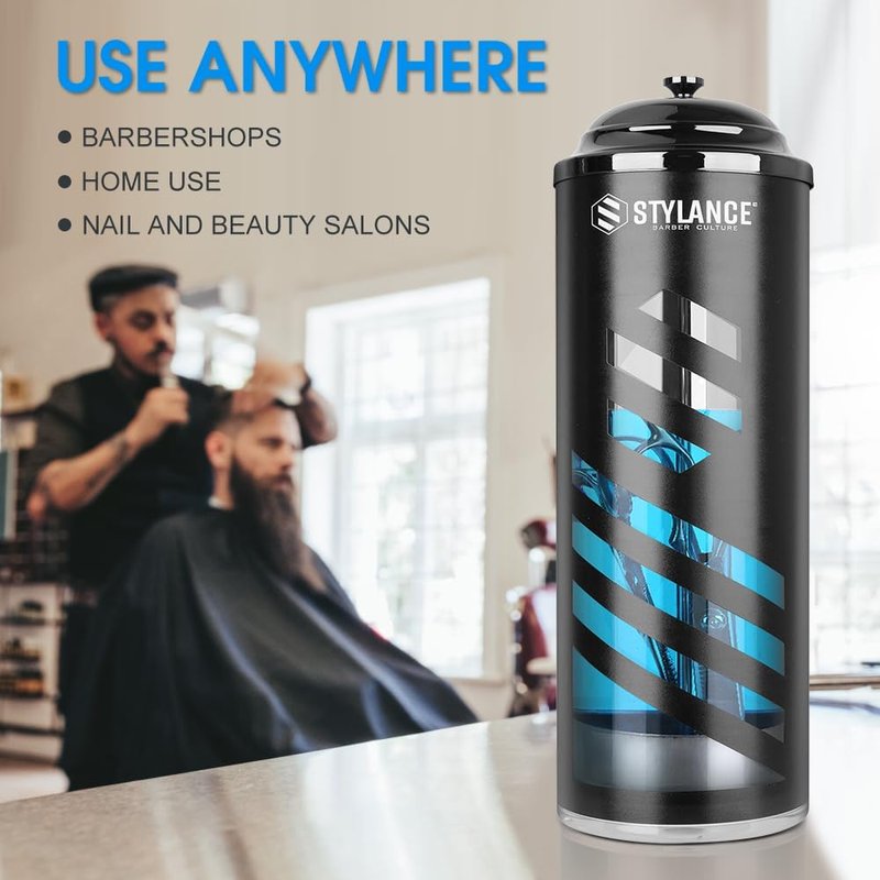 Skiennix Barber Disinfecting Jar - Acrylic Container with Removable Basket | 37 oz for Salon Tools