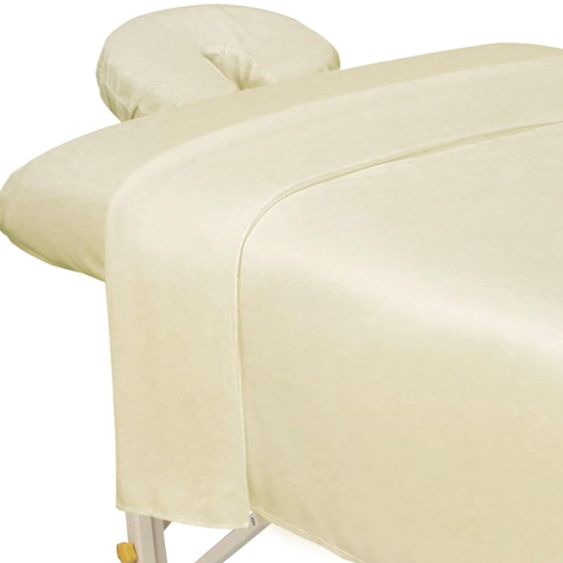 ForPro Professional Collection Premium Microfiber 3-Piece Massage Sheet Set, Natural, Ultra-Light, Stain, and Wrinkle-Resistant Includes Massage Flat and Fitted Sheet and Massage Face Rest Cover