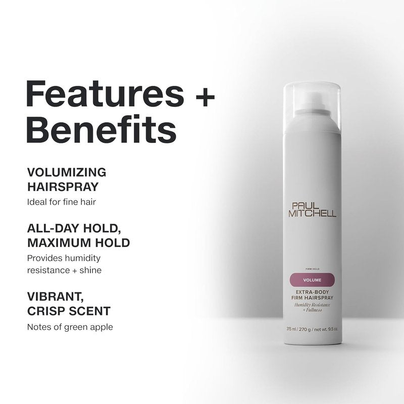 Paul Mitchell Extra-Body Firm Hairspray - Extreme Hold & Volume | Humidity Resistant, 9.5 oz