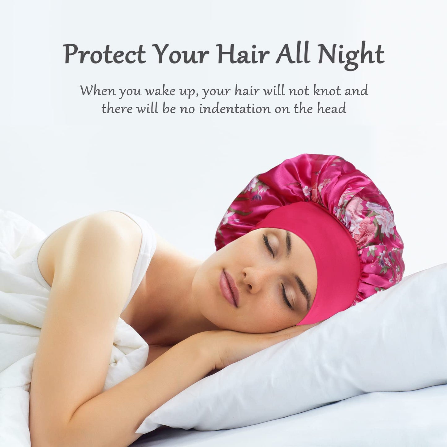 vidsel 4PCS Satin Bonnet, Bonnets for Women, Silk Hair Bonnet for Sleeping, Wide Band Sleep Cap for Curly Hair Braids