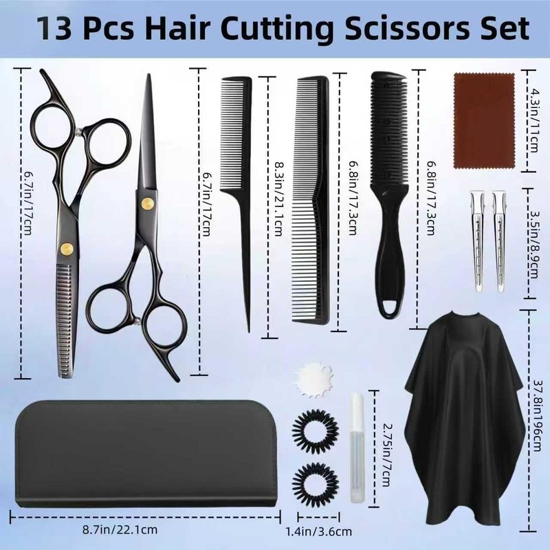 Professional Hair Cutting Scissors Set - Stainless Steel Shears & Thinning Scissors for Salon & Home Use | Unisex