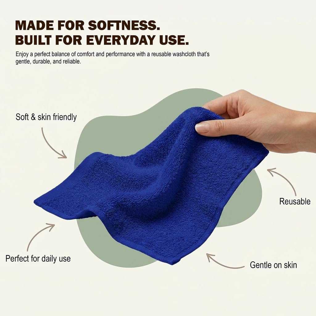 Utopia Towels 24 Pack Cotton Washcloths Set, 100% Ring Spun Cotton, Premium Quality Flannel Face Cloths, Highly Absorbent and Soft Feel Fingertip Towels, Royal Blue