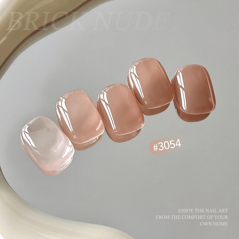 Nude Jelly Gel Nail Polish - 16ml Sheer Translucent Soak Off Formula | UV Light Cure for DIY Nail Art, 3054 Brick Nude