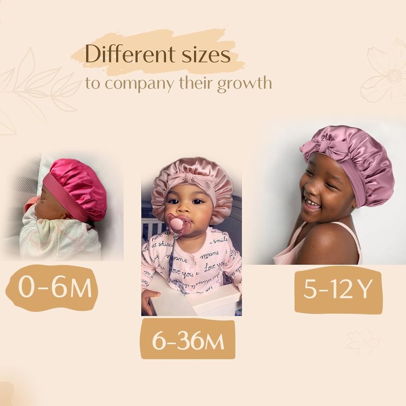 Baby Bonnet Set - Silk Satin Bonnets for Kids | Soft Sleeping Caps for Curly Natural Hair, 2 PCS