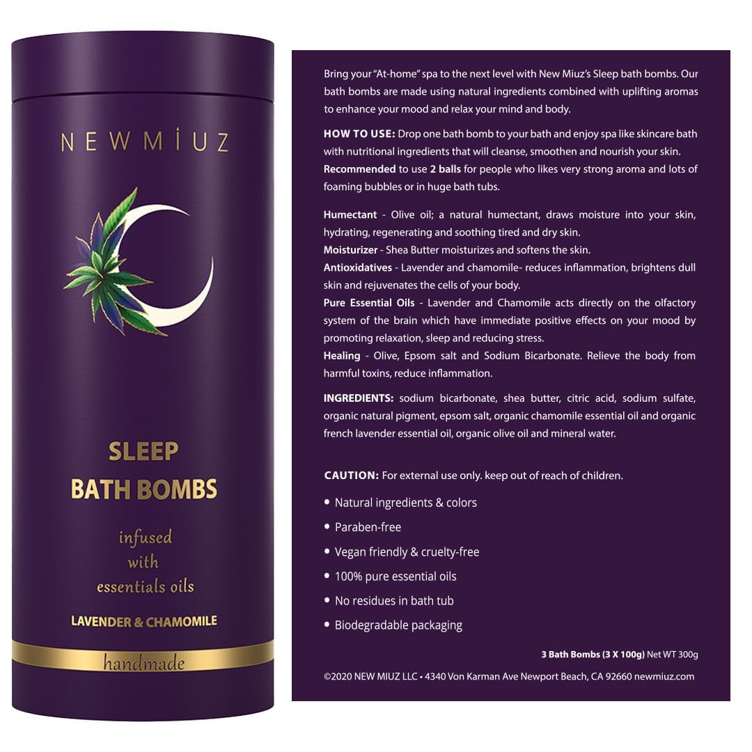 Deep Sleep Bubble Bath Bombs Infused with Lavender Chamomile Essential Oils Moisturizing Bath for Dry Skin and Relaxation Self Care Gift for Women