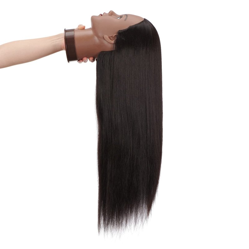 Hairingrid 26"-28" Mannequin Head Hair Styling Training Head Manikin Cosmetology Doll Head Synthetic Fiber Hair and Free Clamp Holder (R71919BY0220) Yaki-Black-
