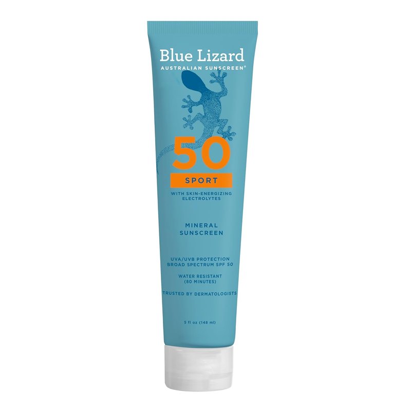 Blue Lizard Sport Mineral Sunscreen SPF 50 - Fragrance-Free, Vegan, 5 fl oz | Ideal for Athletes