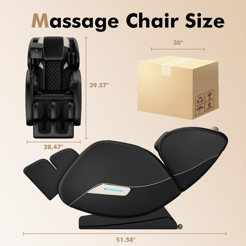 AYJOIR 2026 Massage Chair Full Body, Zero Gravity SL-Track Shiatsu Massage Recliner Chair with Body Scan, 6 Fix Point Rollers,Airbags,Deep Yoga Stretch, Heating Function, Black