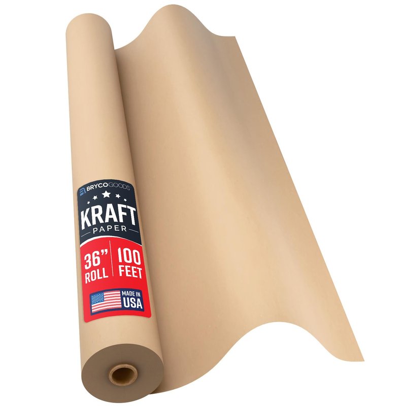 Large Brown Kraft Paper Roll - 36" x 1200" (100 ft) - Made in USA - Ideal for Gift Wrapping, Packing, Moving, Postal, Shipping, Parcel, Wall Art, Crafts, Bulletin Boards, Floor Cover or Table Runner