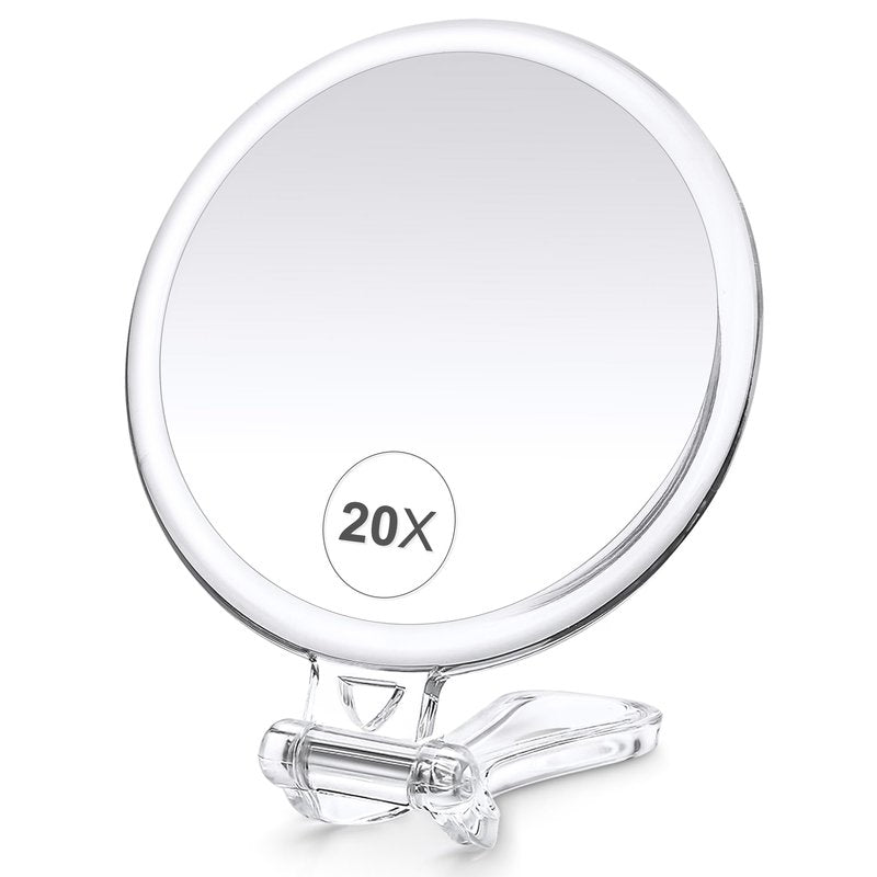 B Beauty Planet 30X Magnifying Mirror, Round Plastic Frame, Tabletop Mount, 30X/1X Magnification, Handheld Mirror for Travel, Makeup Application