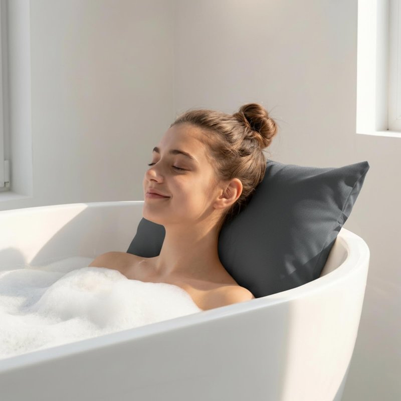 Luxury Bath Pillow for Bathtub, Soft & Comfortable, Head Neck Back Support, Adjustable Thickness Fits All Tub, Quick Drying with Air Mesh, Ideal Gift for Christmas Birthday Mother’s Day