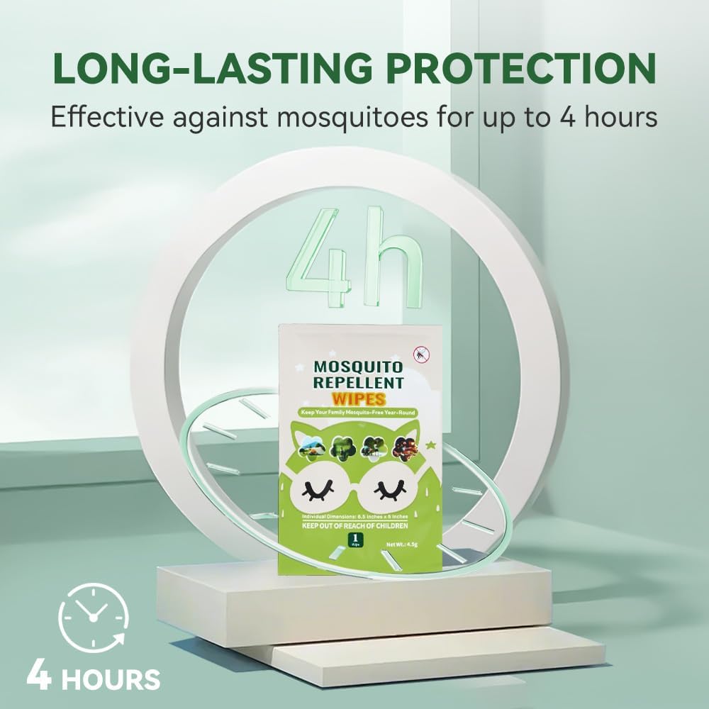 Skiennix Mosquito Repellent Wipes - 60 PCS of Natural Plant-Based Essential Oil Protection | Safe & Effective for Outdoor Use