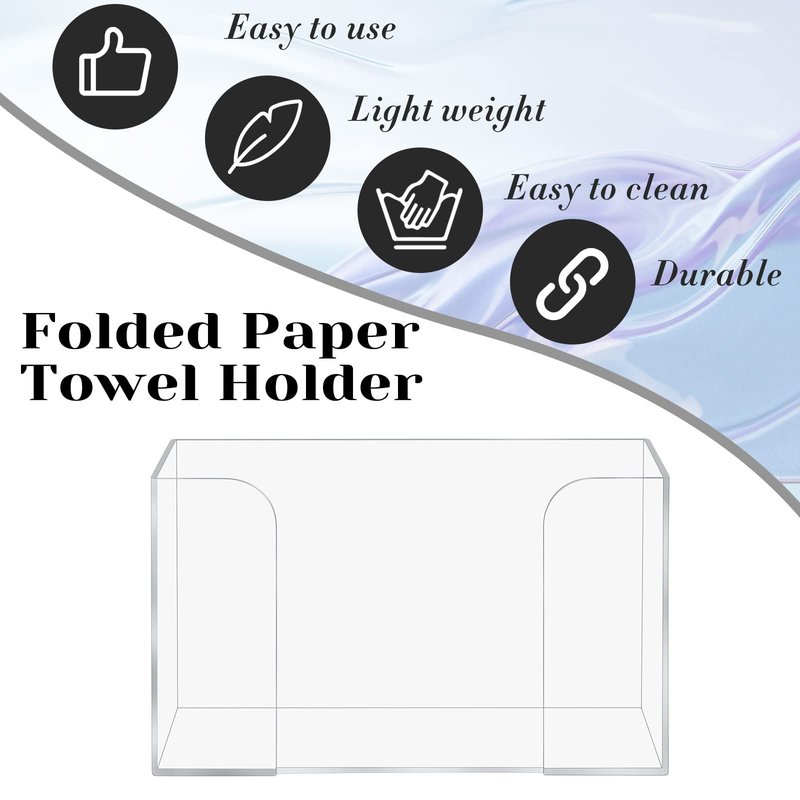Deekin 2 Pcs Acrylic Paper Towel Dispenser Countertop Paper Towel Holder, Clear Trifold Guest Napkin Dispenser for Z-fold, C-fold or Multifold paper holder for Bathroom Toilet and Kitchen