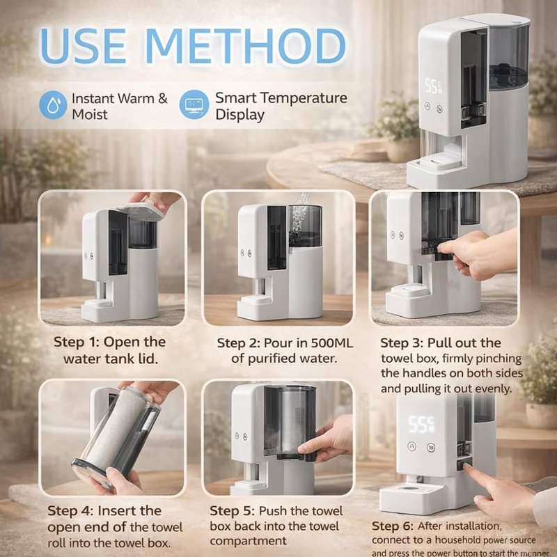 2026 New Hot Towel Dispenser, Automatic Hot Towel Warmer Machine with 5-Second Fast Heating, 55°C Constant Temperature Face Towel Heater for Spa, Salon, Facial, Bathroom