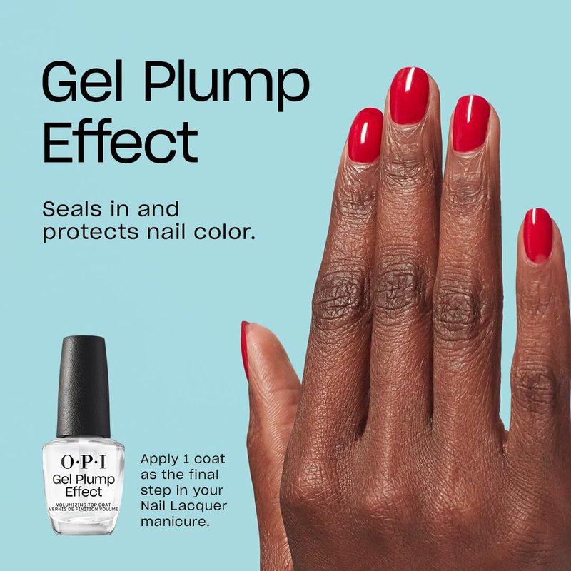 OPI Gel Plump Effect Top Coat | Gel Like Nail Polish Top Coat |Plumping & Volumizing, High Shine, Protects Nails