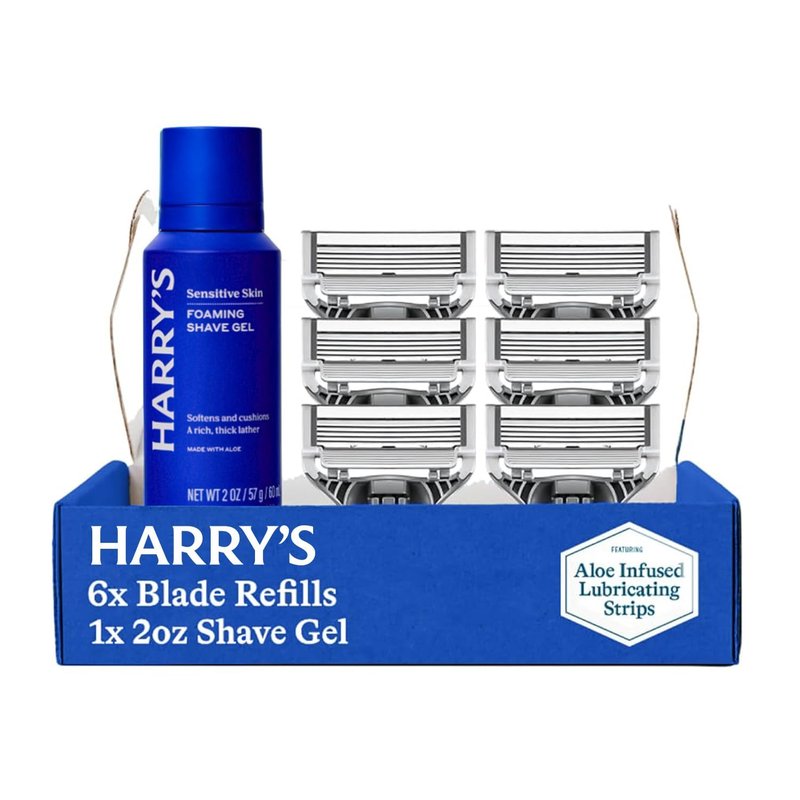 Harry's Shaving Kit for Men - 6 Razor Blade Refills & Foaming Gel | TSA Approved Travel Essentials
