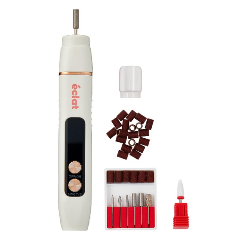ÉCLAT Cordless Nail Drill, Professional Portable E-File for Gel & Acrylic Removal, Rechargeable Manicure Set with Charging Stand & LED Light, Quiet 13,000 RPM Electric File for Home, Travel, White