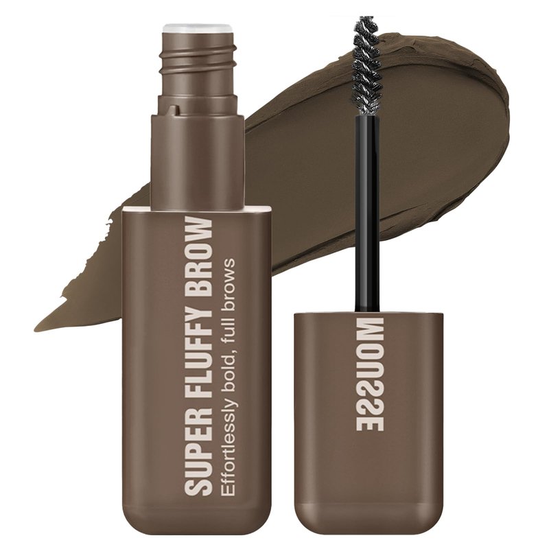 Brow Super Fluff Eyebrow Gel Mousse, Volumizing and Tinted Thickening Eyebrow, Waterproof, Long-Lasting, Easy-to-Use for Soft Full Brows, Deep Brown