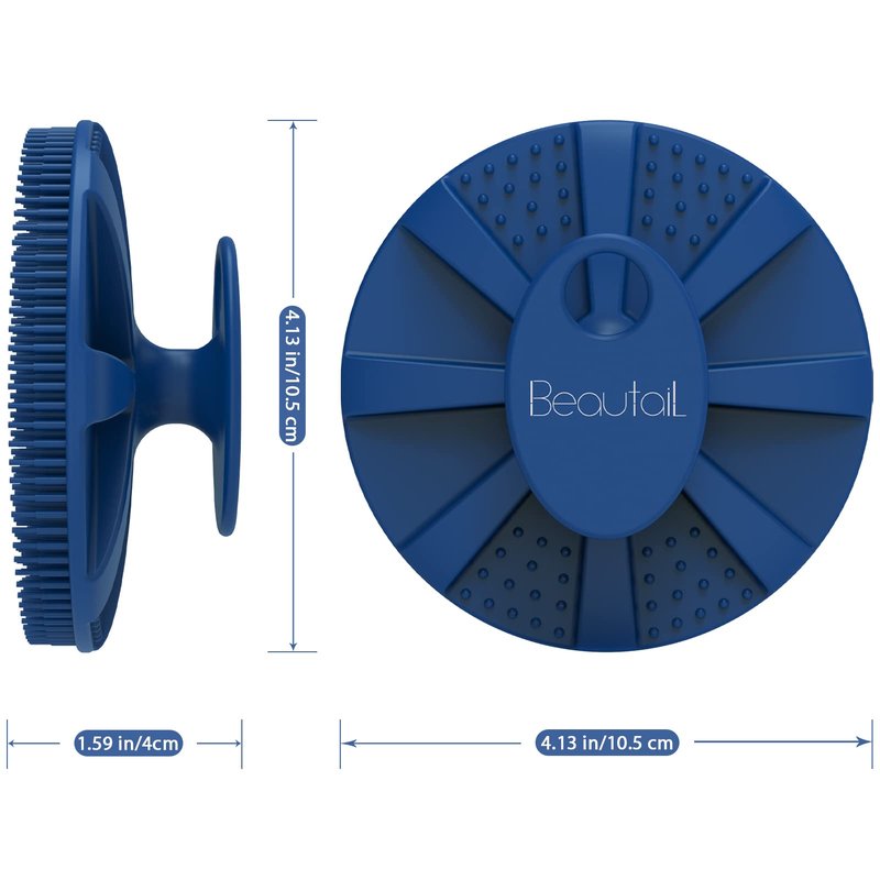 Silicone Body Scrubber, BEAUTAIL Shower Bath Scrubber, More Hygienic Than Traditional Loofah, Lather Nicely, Long Lasting, Gentle Exfoliating Brush for Women Men Baby Sensitive Skin, 1 Pack, Blue