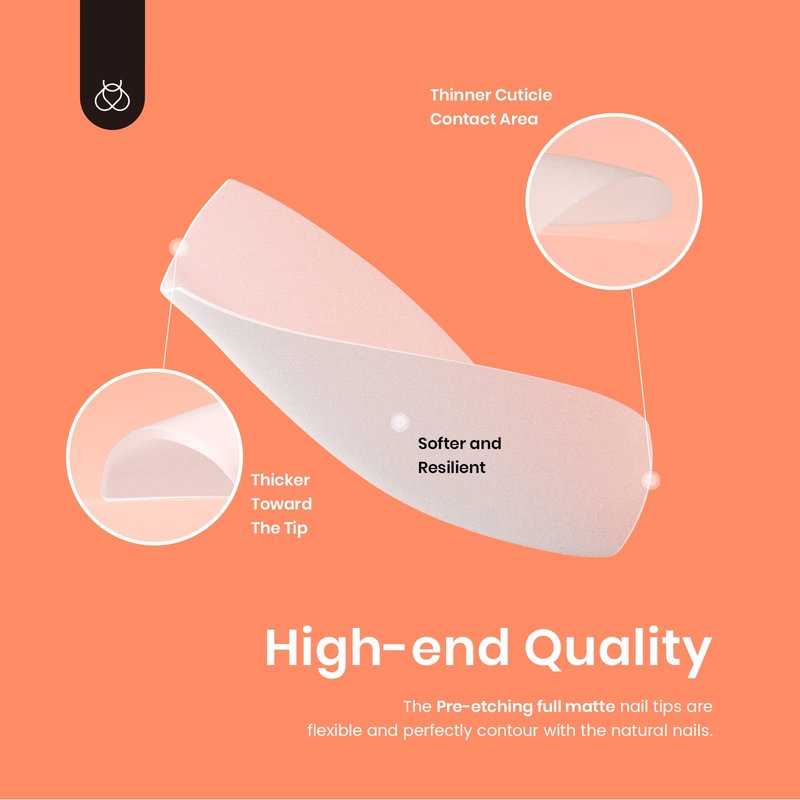 Beetles Short Coffin Gel Nail Tips for Nails Art, 510Pcs Matte Short Coffin False Fake Clear Acrylic Nails for Gel Polish/Dip Powder/Poly Extension for Women