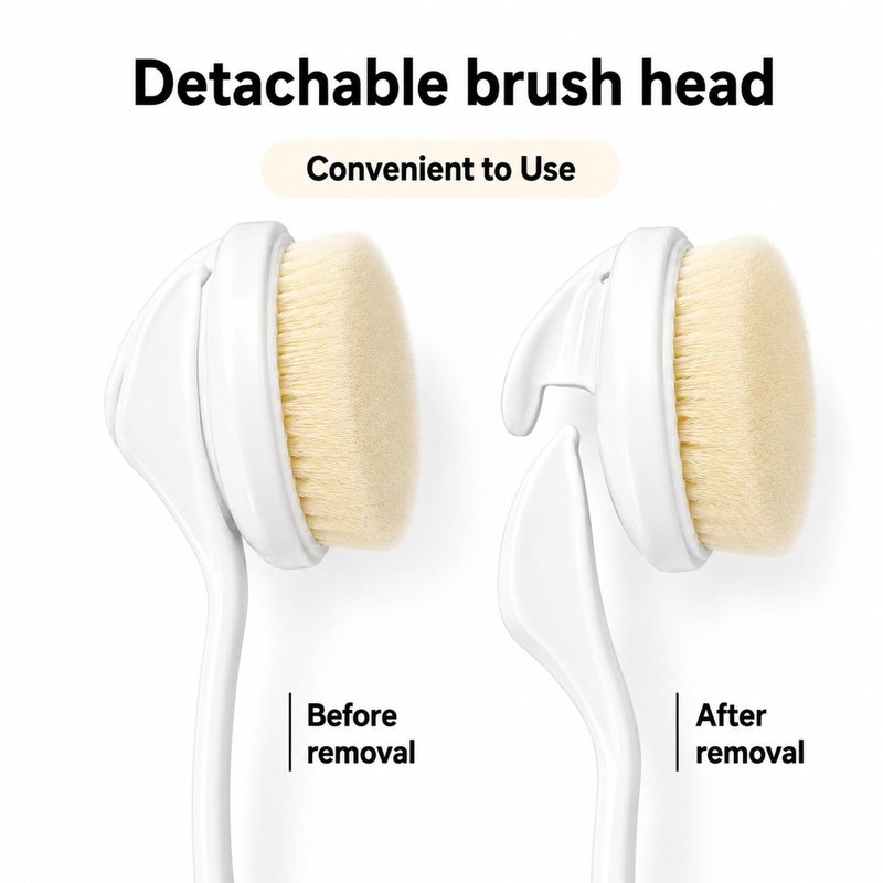 Lequin 14-Inch Handle Bath Brush for Shower, Detachable Back Scrubber with Medium Firm Bristles,Wet or Dry Brushing Body Brush, Exfoliating Shower Scrubber for Back, Legs, Arms and Feet