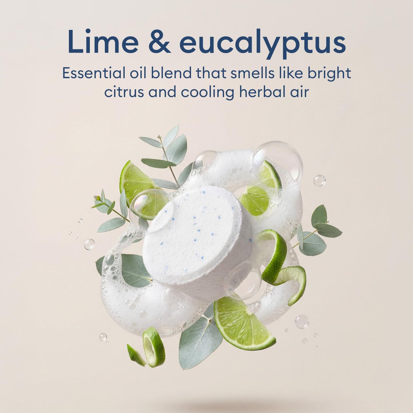Vove Probiotic Toilet Bowl Cleaner Tablets Starter Set with Tin, 12 Count - Lime Eucalyptus, Citric Acid + Oxygen Bleach, Removes Hard Water & Limescale, Plant-Based, Septic Safe, Plastic-Free