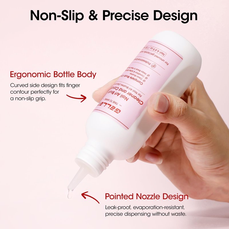 Gellen 130ml Nail Brush Cleaner and Conditioner, Rose Oily Formula Acrylic Brush Cleaner Liquid, Acetone-Free Nail Art Brush Restorer for Gel Polish, Dip Powder, Polygel Manicure Care