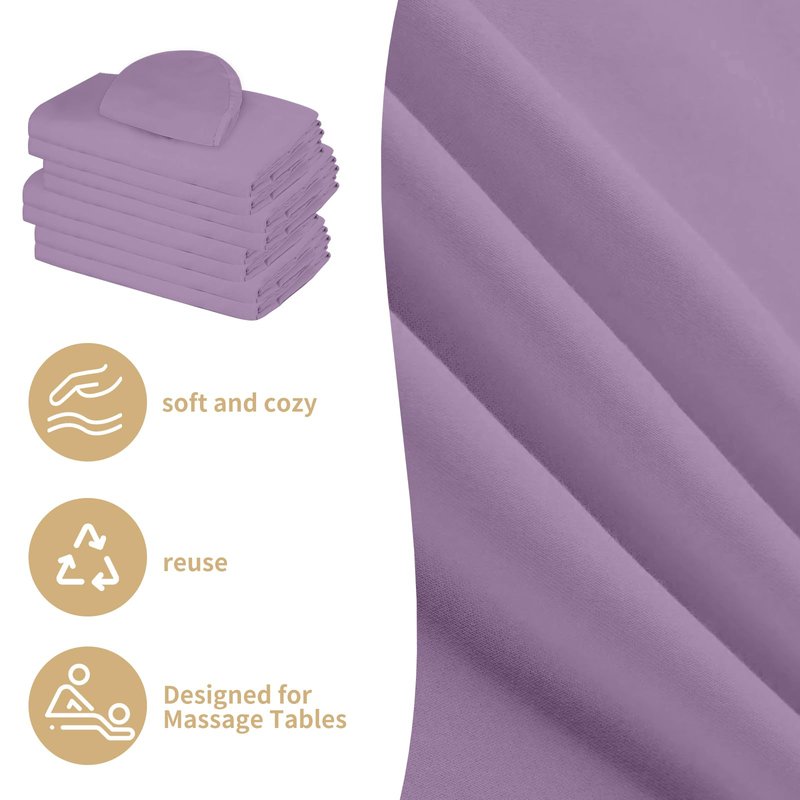 4 Sets Premium Microfiber Massage Table Sheets Set 3 Piece Set Includes Massage Table Cover Fitted Sheet and Fitted Face Rest Cover, Purple