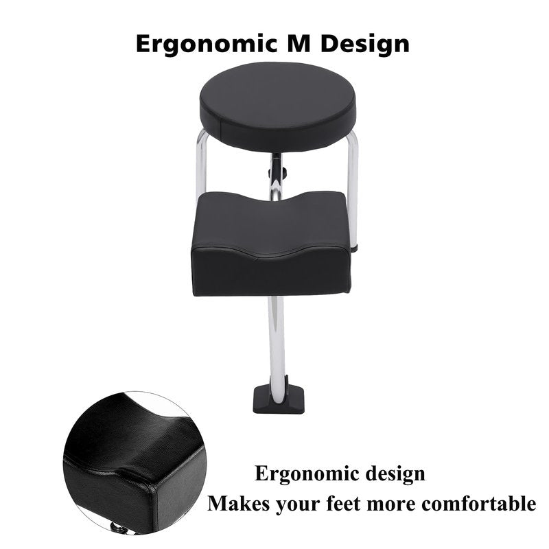Dsmsseym Portable Pedicure Foot Rest Stool, Adjustable Height, Black, for Spa, Beauty Salon, Studio