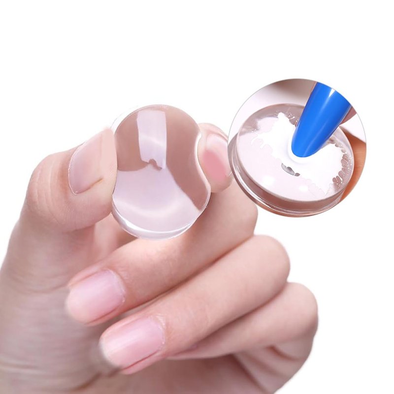 Skiennix 9 PCS Clear Jelly Silicone Nail Art Stamper Kit - Transparent Stamping Tools for French Tips